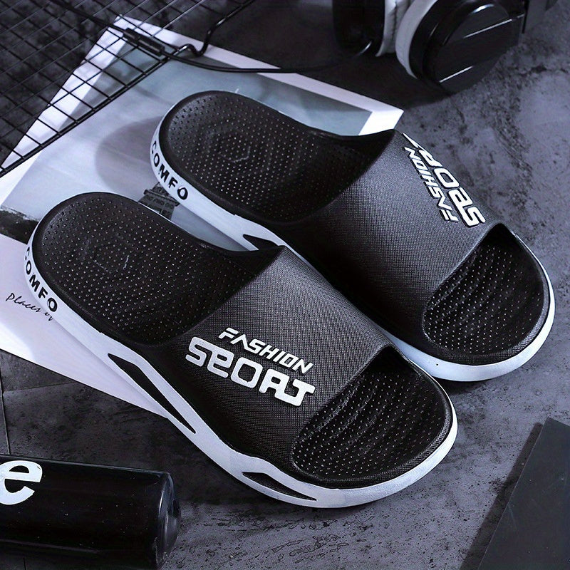 Men's Non Slip Open Toe Slides for Indoor Outdoor Beach Shower