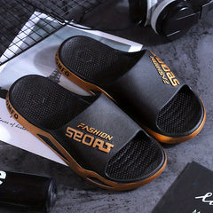Men's Non Slip Open Toe Slides for Indoor Outdoor Beach Shower