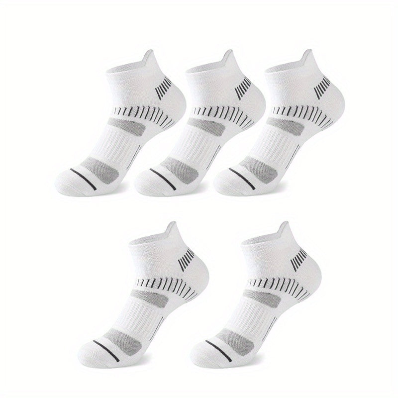 5 Pairs Men's Mid Crew Sport Socks Absorb Sweat Comfy Breathable