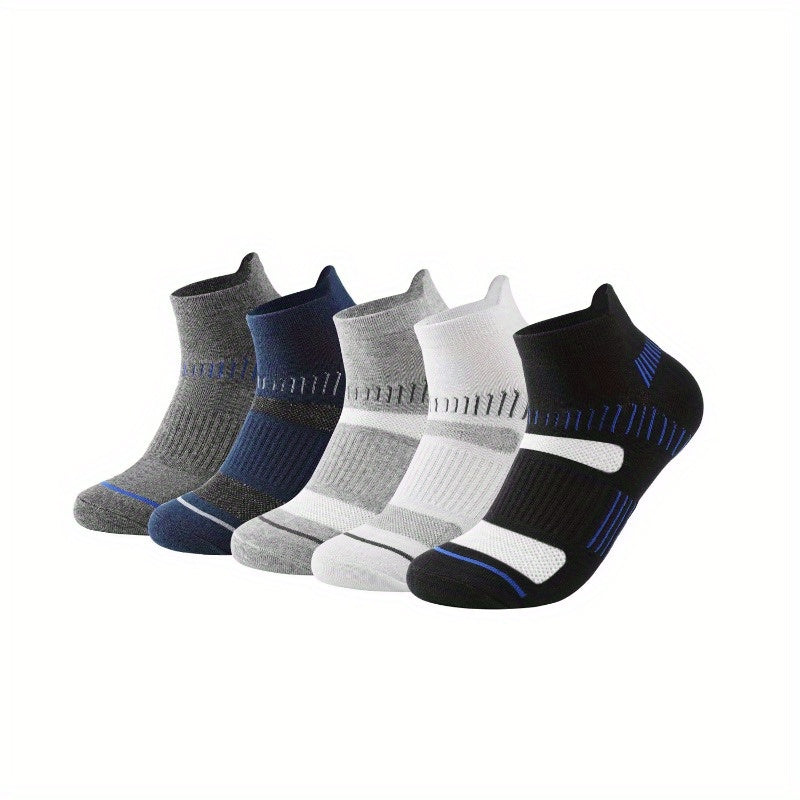 5 Pairs Men's Mid Crew Sport Socks Absorb Sweat Comfy Breathable