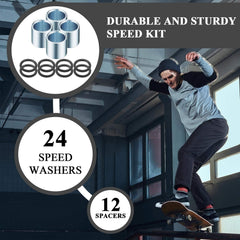 SYEBDS 36pcs Skateboard Hardware Kits with Bearing Spacers & Washers