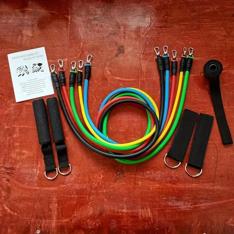 11pcs Pilates Resistance Bands Set Door Anchor Storage Bag Elastic Home Gym