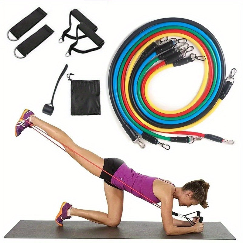 11pcs Pilates Resistance Bands Set Door Anchor Storage Bag Elastic Home Gym