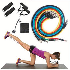 11pcs Pilates Resistance Bands Set Door Anchor Storage Bag Elastic Home Gym