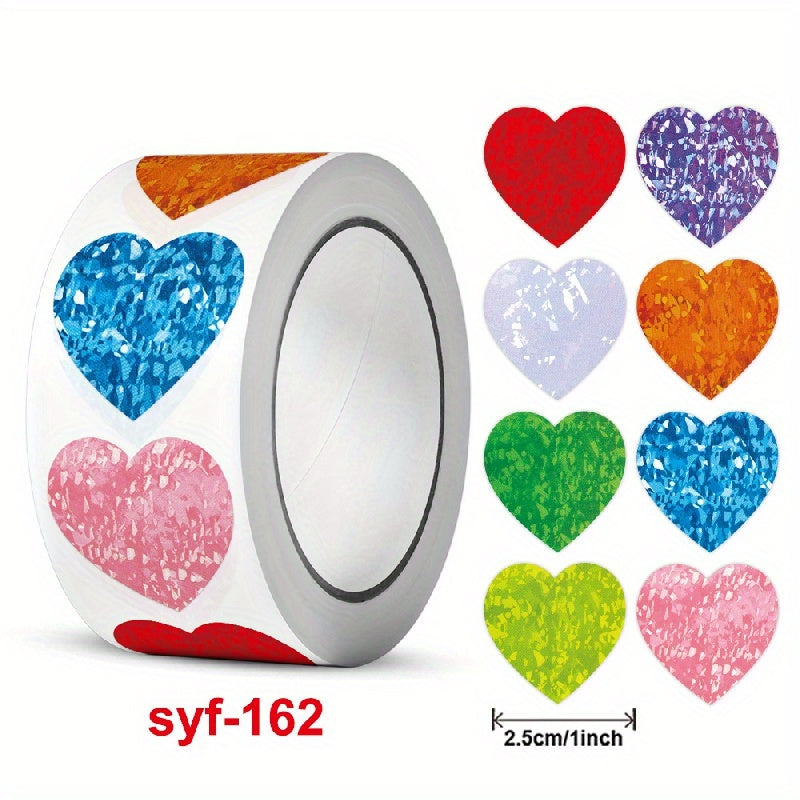 500 Heart-shaped Sealing Stickers, 2.54 cm, 8 Designs, Gift Decoration