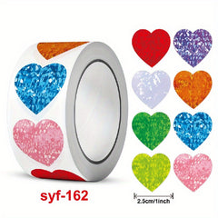 500 Heart-shaped Sealing Stickers, 2.54 cm, 8 Designs, Gift Decoration