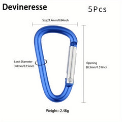 5pcs Aluminum Carabiner Keychains for Camping & Daily Use