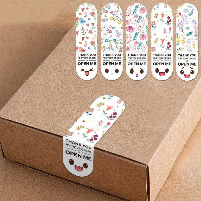 100pcs Thank You Stickers Flower Pattern Packaging Sealing Label