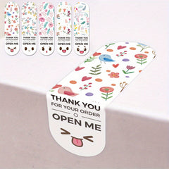 100pcs Thank You Stickers Flower Pattern Packaging Sealing Label
