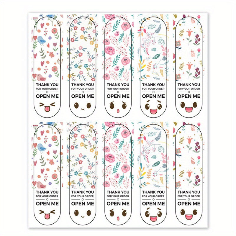 100pcs Thank You Stickers Flower Pattern Packaging Sealing Label