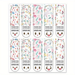 100pcs Thank You Stickers Flower Pattern Packaging Sealing Label