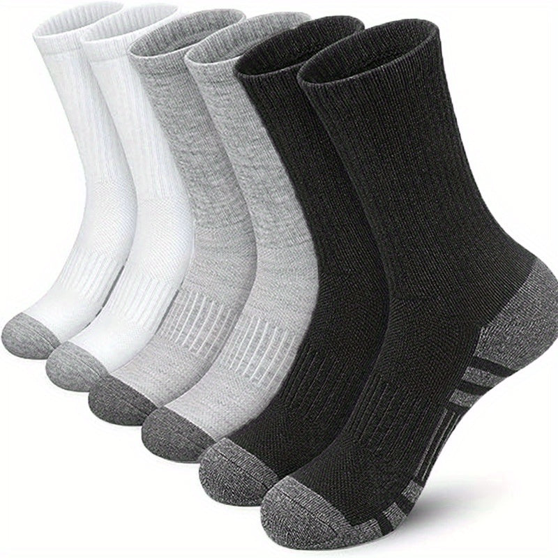 Men's Mid Crew Sport Socks, 5 Pairs, Sweat Absorbing, Comfy & Breathable