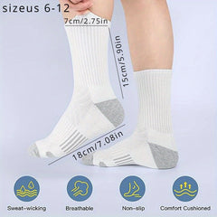 Men's Mid Crew Sport Socks, 5 Pairs, Sweat Absorbing, Comfy & Breathable