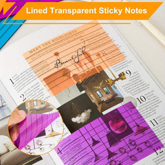62 cm x 7 Lined Transparent Stickers & 4 Cushions - Self-adhesive Memo Labels