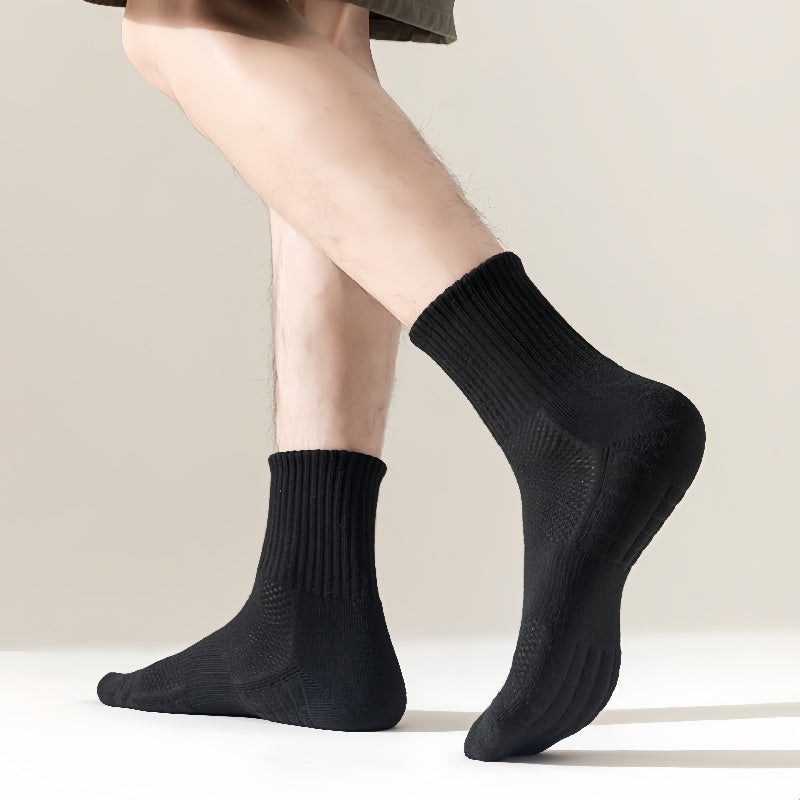 3 Pairs Men's Solid Crew&Ankle&Calf Socks Breathable Comfy Casual Unisex Socks