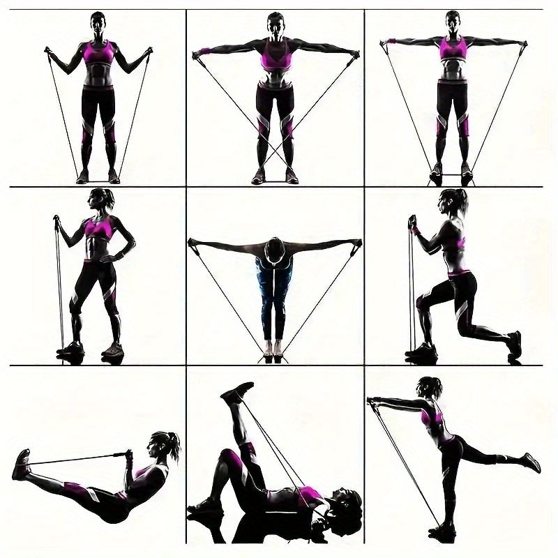 11pcs Pilates Resistance Bands Set Door Anchor Storage Bag Elastic Home Gym