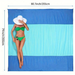 Sandproof Beach Blanket for 4-7 Adults, Large & Compact Mat w/ 4 Stakes