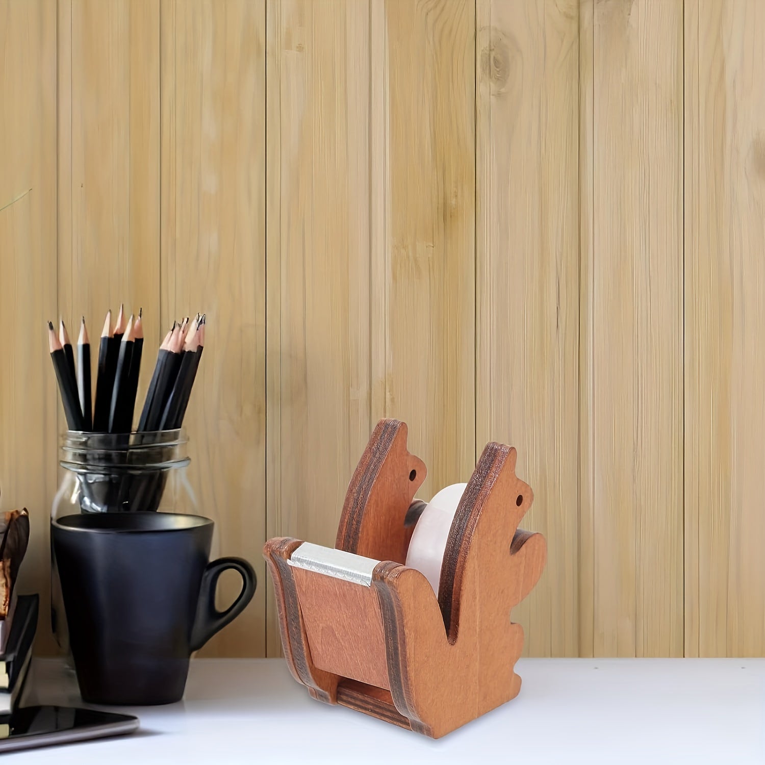 Squirrel Tape Dispenser with Teeth Tape Cutter for Desk Accessories Office