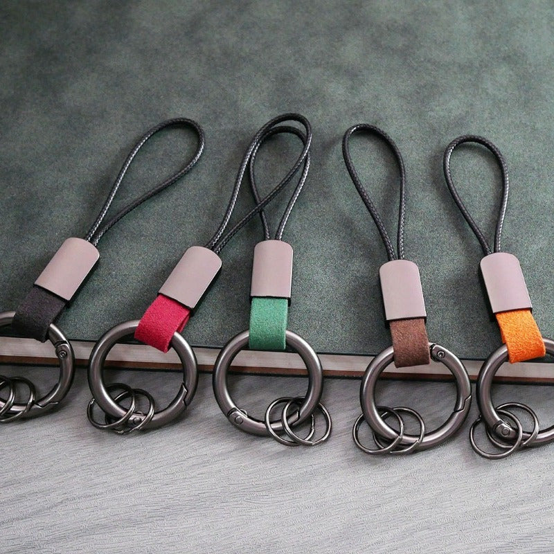 Durable Faux Leather Keychain for Backpacks - Wear-resistant Key Ring