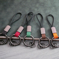 Durable Faux Leather Keychain for Backpacks - Wear-resistant Key Ring