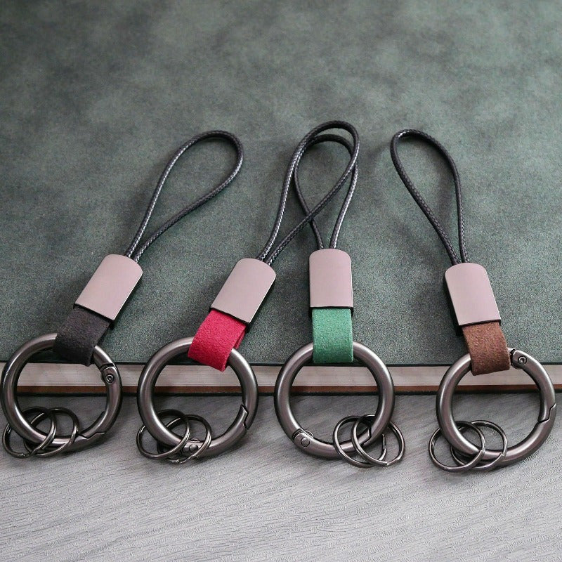 Durable Faux Leather Keychain for Backpacks - Wear-resistant Key Ring