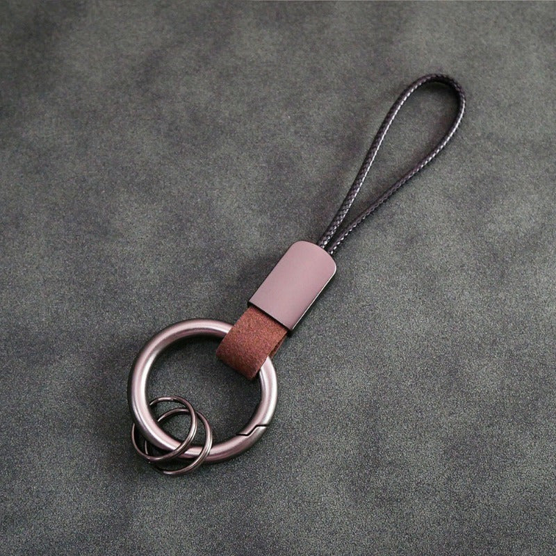Durable Faux Leather Keychain for Backpacks - Wear-resistant Key Ring