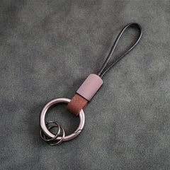 Durable Faux Leather Keychain for Backpacks - Wear-resistant Key Ring