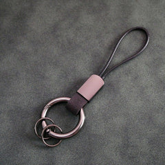 Durable Faux Leather Keychain for Backpacks - Wear-resistant Key Ring