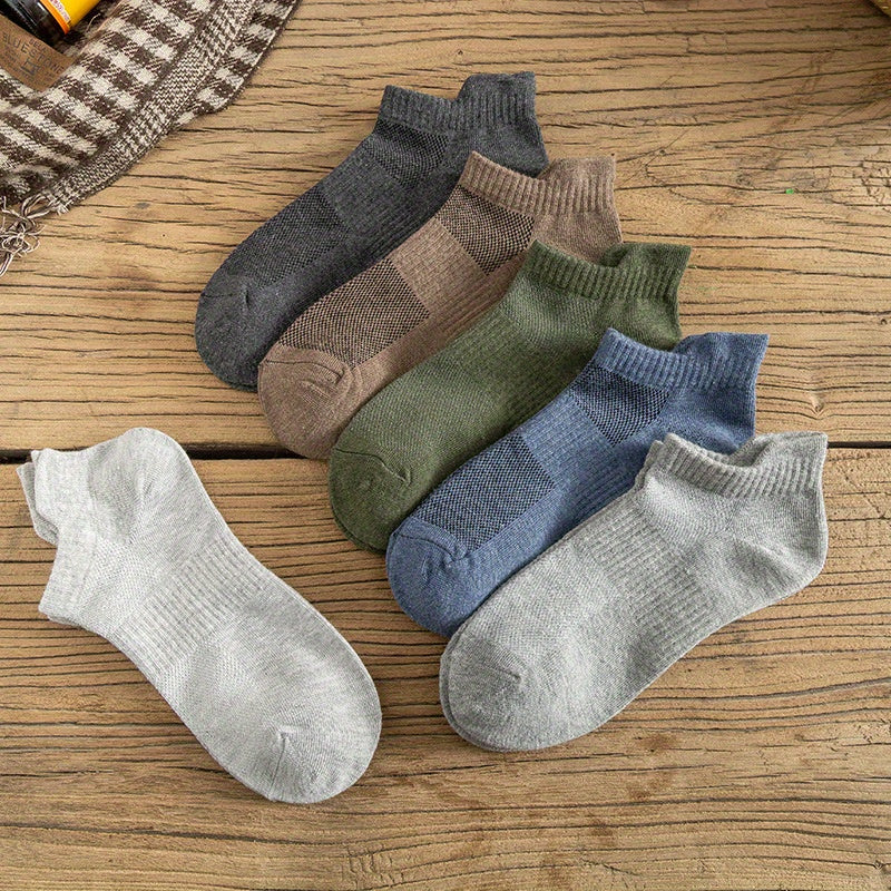 Men's Solid Liner Anklets Socks - Soft and Breathable - 5 Pairs