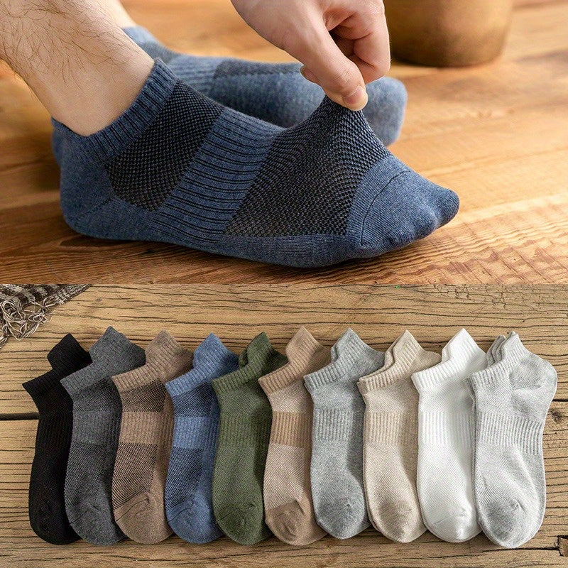 Men's Solid Liner Anklets Socks - Soft and Breathable - 5 Pairs