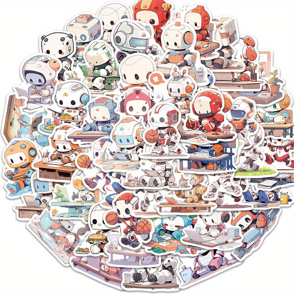 50pcs Cartoon Robot Waterproof Doodle Laptop Sticker