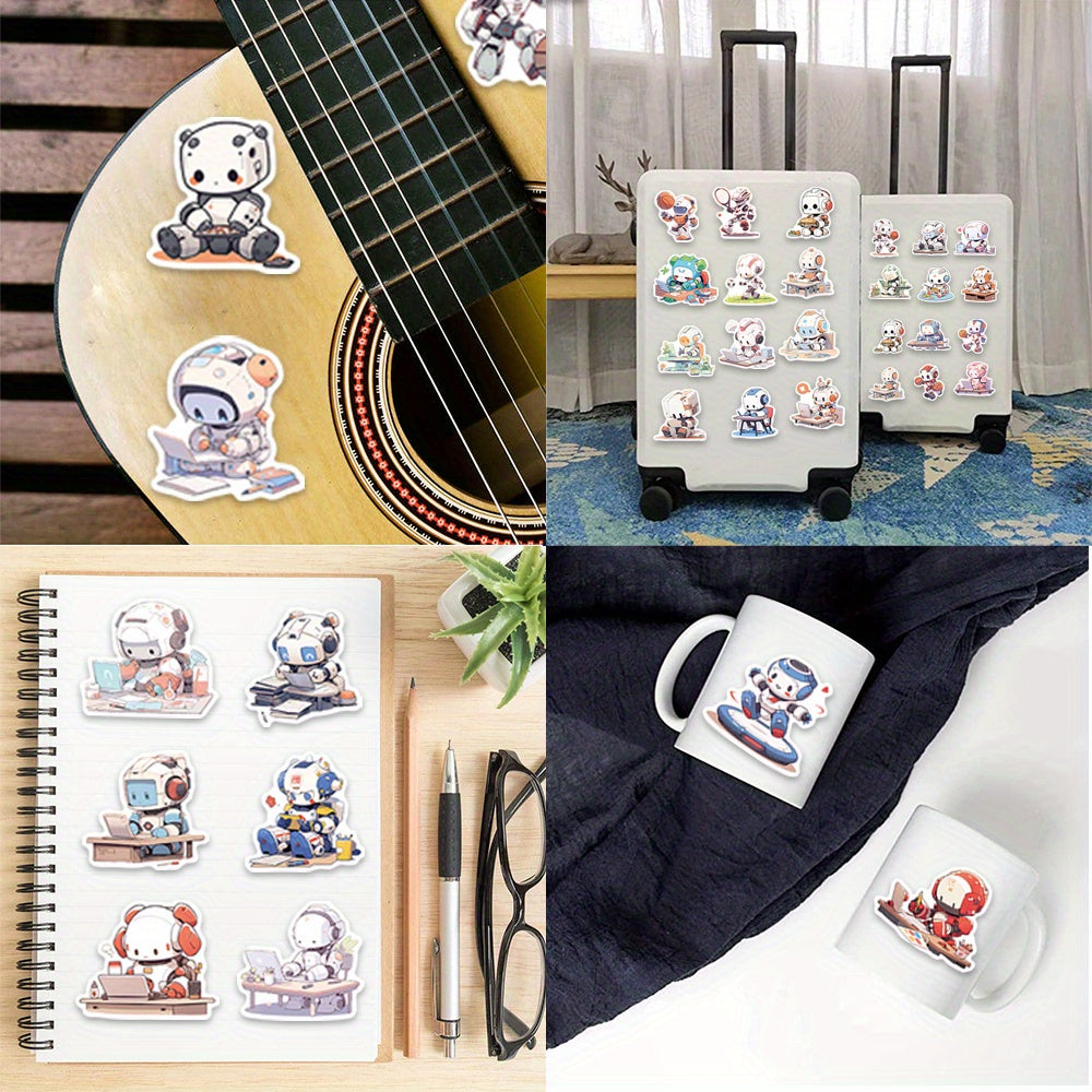 50pcs Cartoon Robot Waterproof Doodle Laptop Sticker