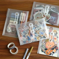 2pcs Waterproof Retro Stickers Crafts Storage Bags Visible & Portable