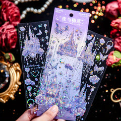 3pcs Embossed Hot Golden Sticker Bag Dream Castle Series Retro Guka Stickers