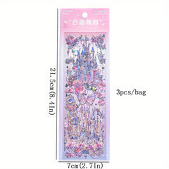 3pcs Embossed Hot Golden Sticker Bag Dream Castle Series Retro Guka Stickers