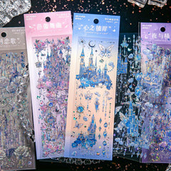 3pcs Embossed Hot Golden Sticker Bag Dream Castle Series Retro Guka Stickers
