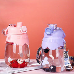 Portable 1000ml Water Bottle With Straw & Strap