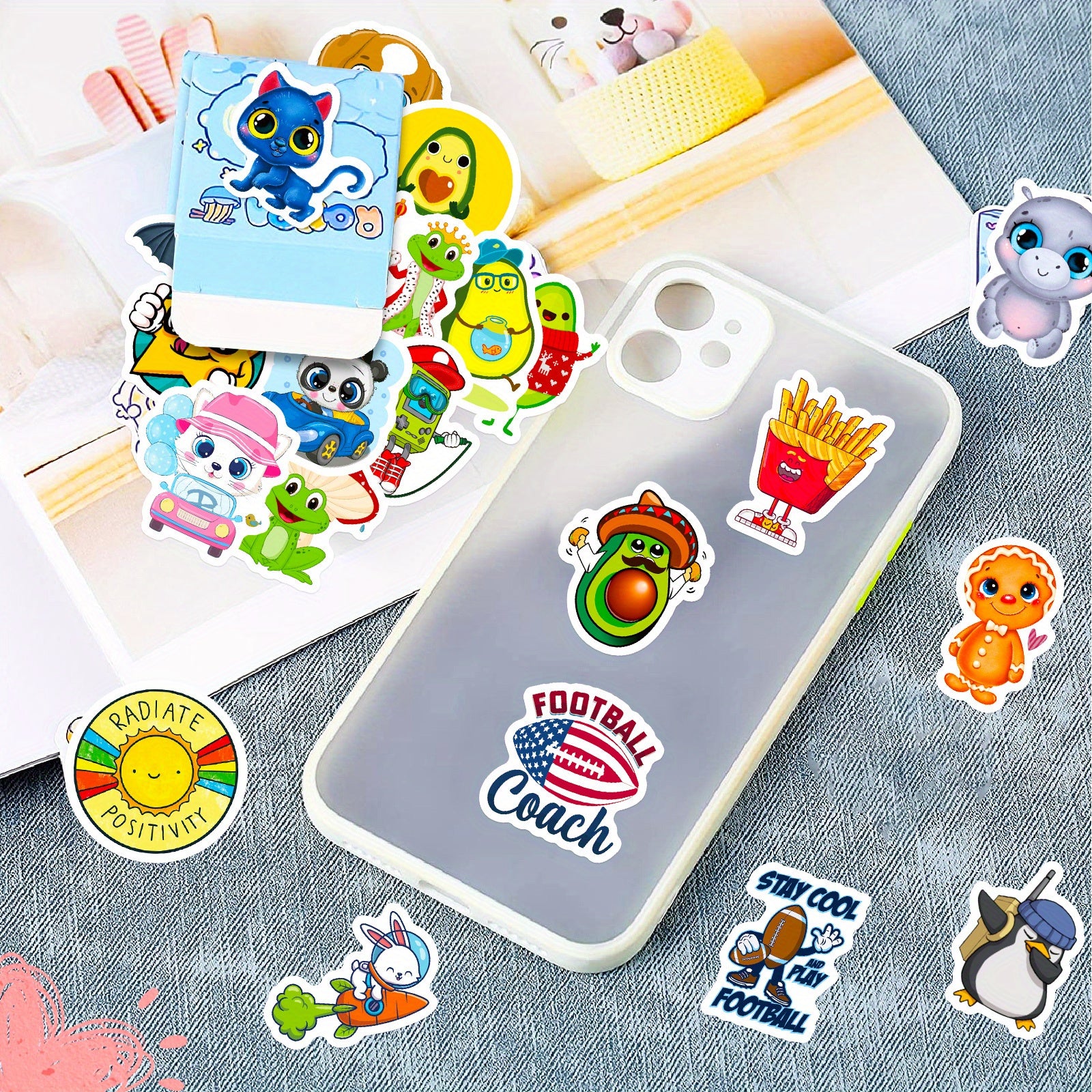 100pcs Waterproof Doodle Stickers for Laptop Phone Guitar Cup Travel