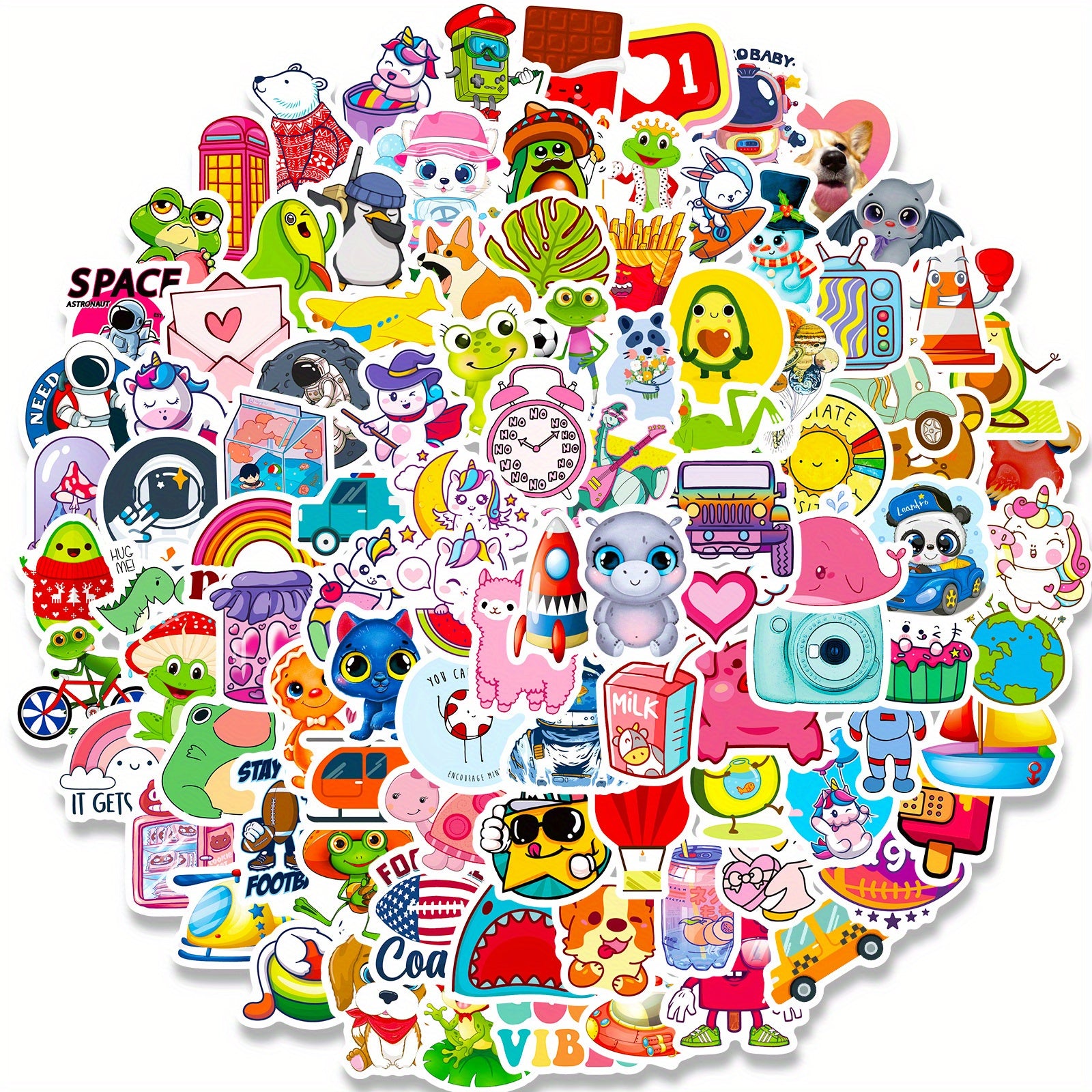 100pcs Waterproof Doodle Stickers for Laptop Phone Guitar Cup Travel