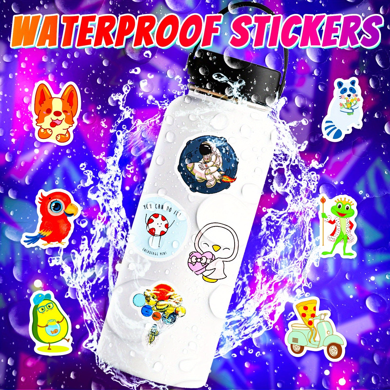 100pcs Waterproof Doodle Stickers for Laptop Phone Guitar Cup Travel