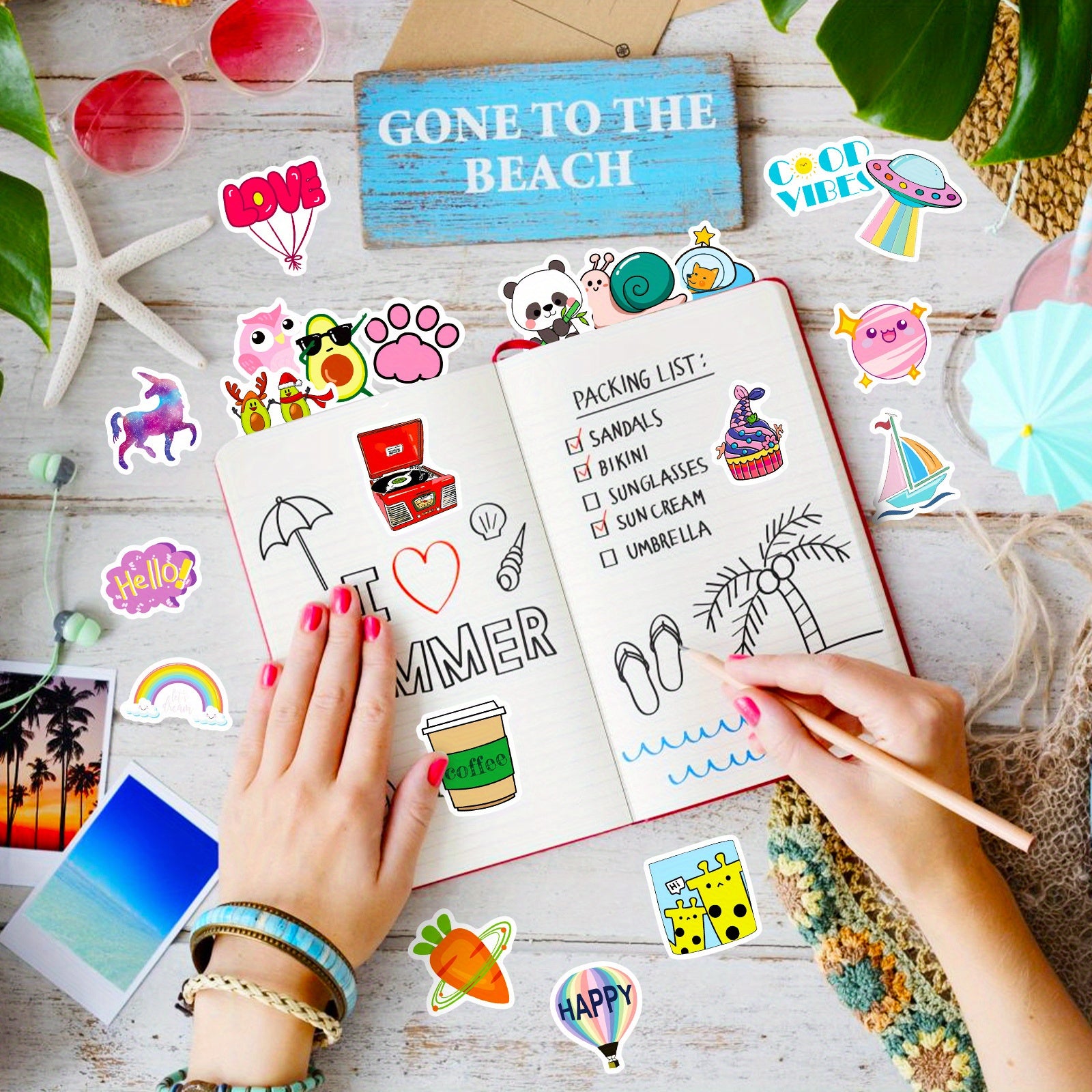 100pcs Hello Waterproof Doodle Sticker For Devices & Accessories