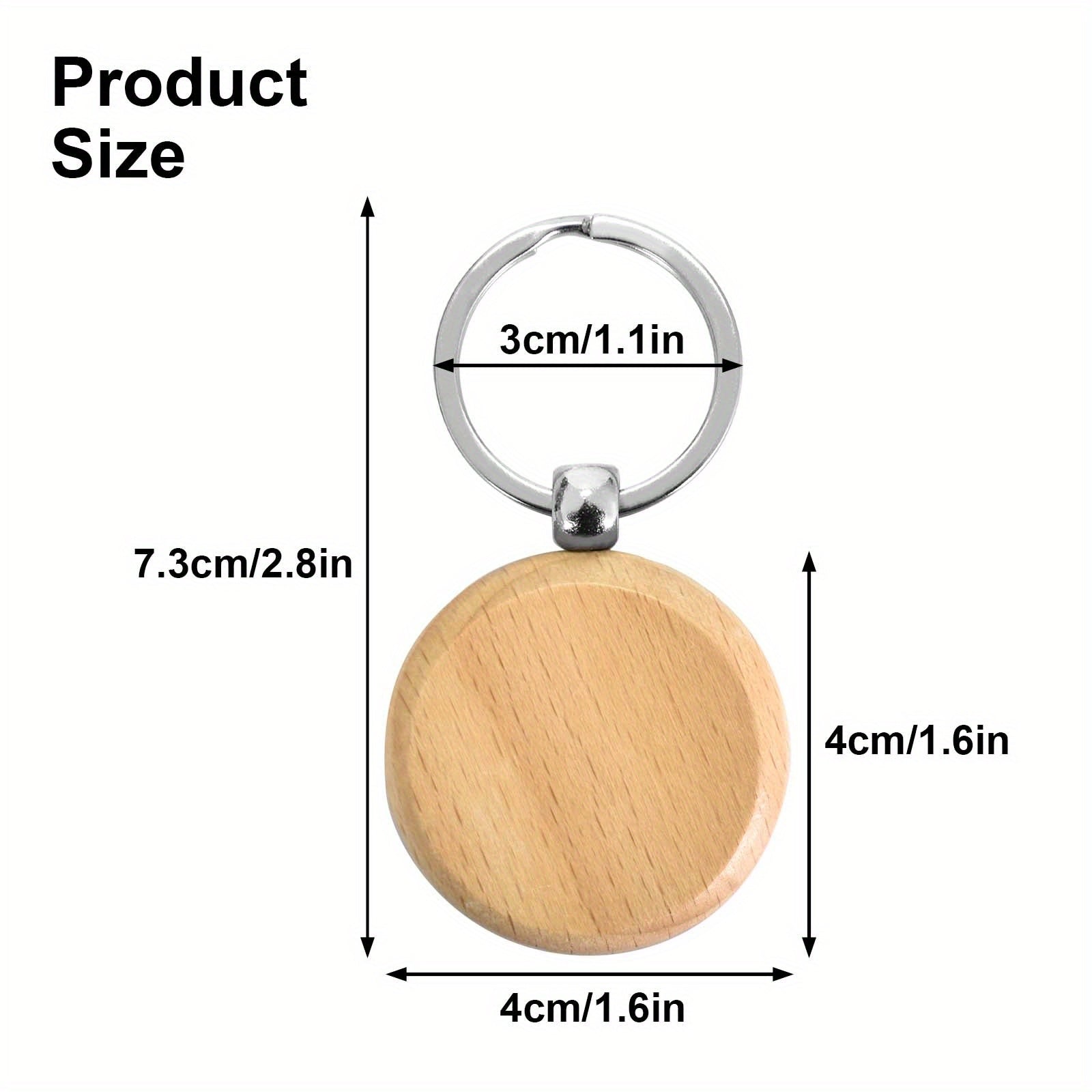 12pcs Round Wooden Key Ring Blank Key Chain DIY Craft Pendant Decoration