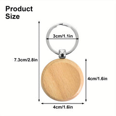 12pcs Round Wooden Key Ring Blank Key Chain DIY Craft Pendant Decoration