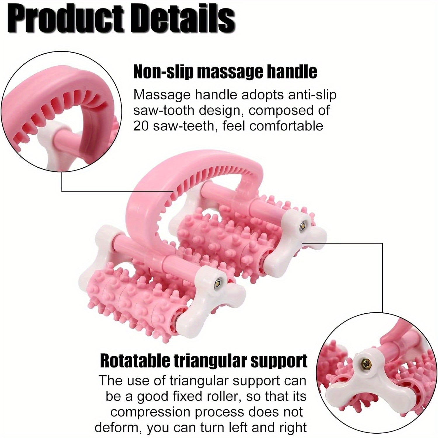 Deep Tissue Muscle Roller for Body Massage with 4 Wheels