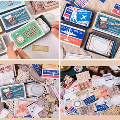 60pcs Vintage Plant Travel Stickers Scrapbook Stationery