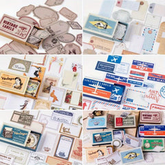 60pcs Vintage Plant Travel Stickers Scrapbook Stationery