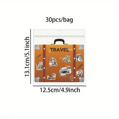 30pcs Retro Construction Stickers Bulk for Decorating Diaries and Textbooks