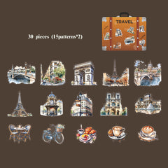 30pcs Retro Construction Stickers Bulk for Decorating Diaries and Textbooks