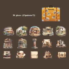 30pcs Retro Construction Stickers Bulk for Decorating Diaries and Textbooks