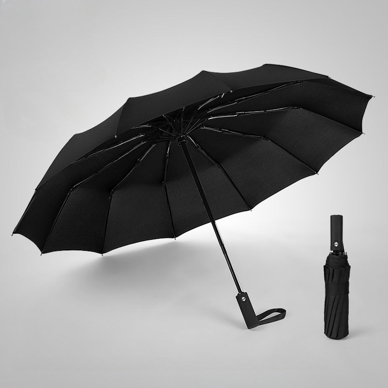 Wind Resistant 3 Fold Auto Umbrella 12 Bones Big Umbrella